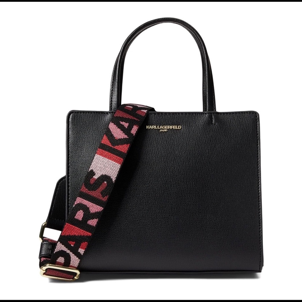 Karl Lagerfeld Black Textured Satchel - Picture 3 of 7